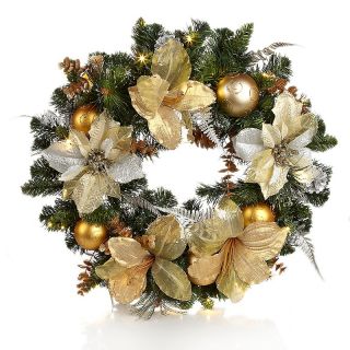 Winter Lane Battery Operated 24” LED Glitzy Wreath with Ornaments at