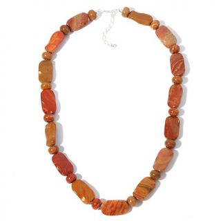  King Yellow Red Jasper Beaded Sterling Silver 26 3/4 Beaded Necklace