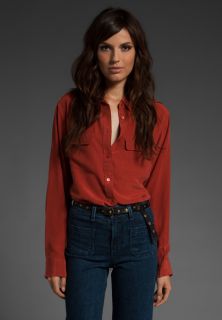 Equipment Femme Signature 100 Silk Top Blouse in Red Ochre XS $208
