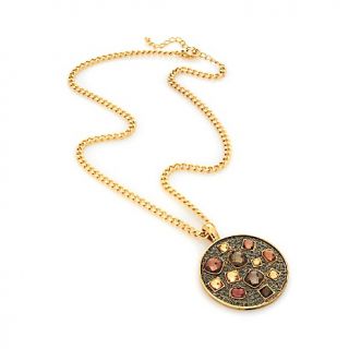 Contemporary Jeweled Goldtone Pendant with 24 Chain