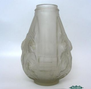 Art Nouveau Etling Glass Vase M Perron France CA 1920