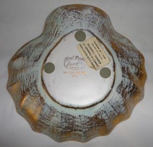 1957 Stangl Pottery Antique Gold on Green 22K Shell Dish 7 5 w Labels