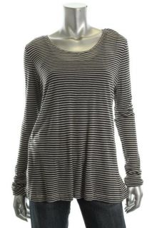 Theory NEW Elsbeth Black Ivory Tencel Striped Long Sleeeve Pullover