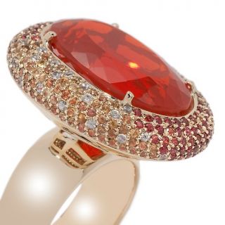  Jewelry with Carol Brodie 21.68ct Fire Opal and Sapphire 14K Oval Ring