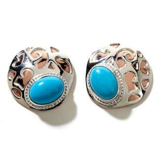 Jay King Turquoise Copper and Sterling Silver Cut Out Earrings