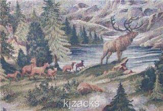  Sierra Deer Scenic Upholstery and Tapestry Fabric Elk Mountains