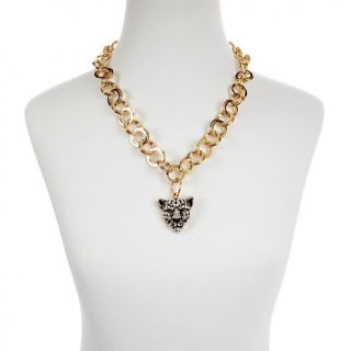  by Adrienne® Great Cat Crystal Goldtone Double Link 24 Drop Necklace