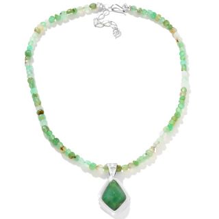 Jay King Chrysoprase Sterling Silver Pendant with 18 Bead Necklace at