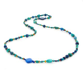Jay King Turquoise, Lapis and Amber 42 Beaded Necklace