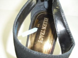 Ellen Tracy 10 M Sadie Black Suede Pump Peeptoe Heel Womens Shoes
