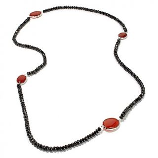  Necklaces Beaded Rarities Carnelian and Black Spinel 36 Bead Necklace