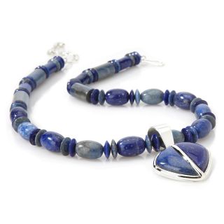 Jay King Lapis and Denim Lapis Pendant with Beaded Necklace