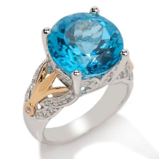 Victoria Wieck 8.78ct Swiss Blue Topaz and White Topaz 2 Tone Ring at