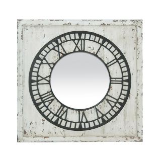 Keeping Time Roman Numeral Distressed Mirror   White