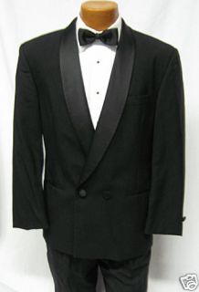 Black Perry Ellis Double Breasted Tuxedo Jacket 40R