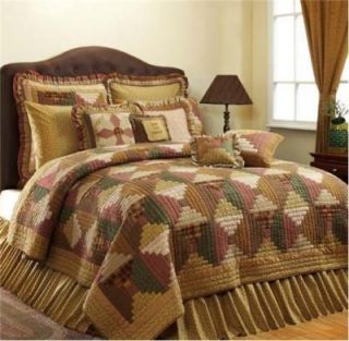 100% Cotton Walnut Grove Log Cabin Standard Quilt Sham New Victorian