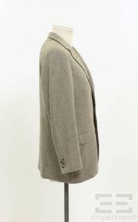 Ermenegildo Zegna Mens Taupe Cashmere & Silk Three Button Jacket Size