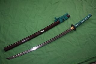 Full handmade Blade Japanese Sword (Katana) / Dark red sheath