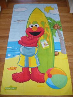 New Sesame Street Elmo Surfboard Beach Bath Towel Plush