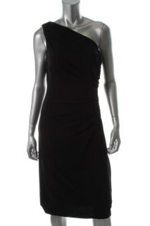  New Black Ruched One Shoulder Cocktail Evening Dress 8 BHFO