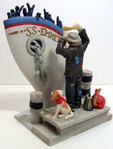 Emmett Kelly Jr Bon Voyage Boat Clown Figurine Signed RARE Collectible