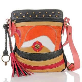 Chi by Falchi Leather Collage Crossbody with Tassel