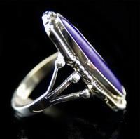  Sterling Silver Purple Sugilite Elongated Oval Womens Ring 9