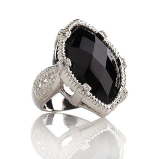 Sally C Treasures Black Onyx and White Topaz Sterling Silver Ring at