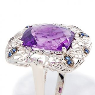 Opulent Opaques 5.47ct Amethyst and Sapphire Sterling Silver Ring at