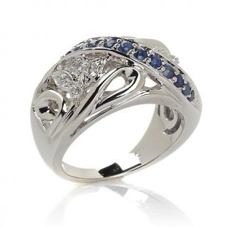Victoria Wieck .43ct Blue and White Sapphire Sterling Silver Band Ring