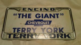 Encino Terry York Chevrolet Dealership Metal License Plate Frame