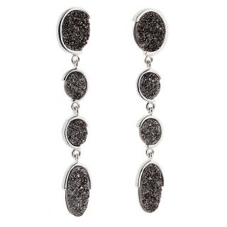 Christine Darren Platinum Color Drusy 4 Stone Drop Earrings