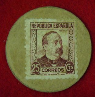 Spanish Stamp Money Republica Espanola Correos 25 Cts