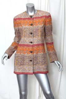 Emanuel UNGARO Parallele Womens Tapestry Print Earth Tone Jacket Coat