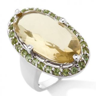 Colleen Lopez 13.42ct Apple Quartz and Peridot Sterling Silver Ring at