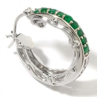 Victoria Wieck .54ct Emerald Scrolled Hoop Earrings