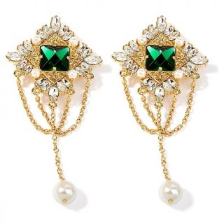  emerald color stone goldtone square drop earrings rating 2 $ 24 47 s h