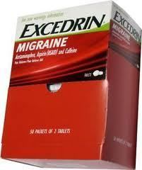 EXCEDRIN MIGRAINE ASPIRIN CAFFEINE 50 PACKETS OF 2 100 TABLETS