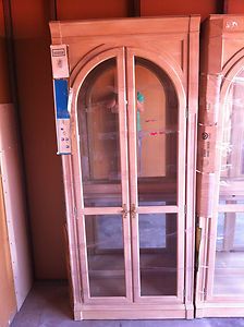 Ethan Allen display cabinet curio with light 6 ft beveled front glass