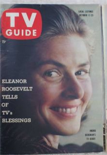 Vint TV Guide 1959 Eleanor Roosevelt Ingrid Bergman