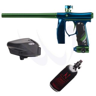 Empire Mini SE Blue Green Electronic Paintball Gun + Halo Too + Ninja