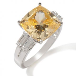 4ct Absolute™ Cushion Cut Canary and Baguette Sides Ring