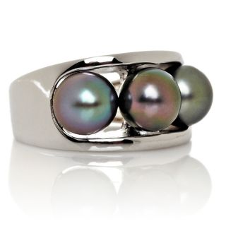 Designs by Turia 7 8mm Cultured Tahitian Pearl Sterling Silver 3 Stone