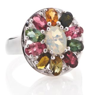 Ethiopian Opal and Tourmaline Silver Ring   2.54ct
