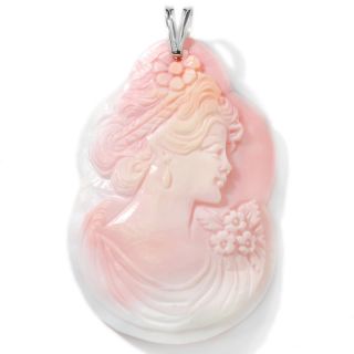 Italy Cameo by M+M Scognamiglio® 70mm Pink Conch Lady with Flower&qu