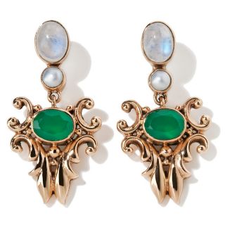 Nicky Butler 2.10ct Green Chalcedony and Gemstone Bronze Drop Earrings