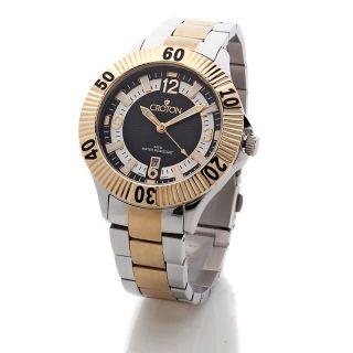 Mens Two Tone Black and White Dial Stainless Steel Bracelet Watch at