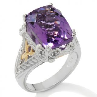 Victoria Wieck 5.62ct Amethyst and White Topaz 2 Tone Butterfly Rin