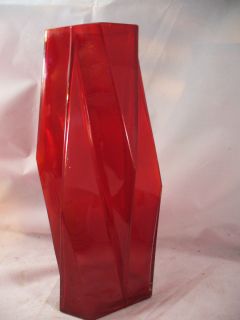  Ruby Glass Vase Ruba Rombic Like 9 5 8"