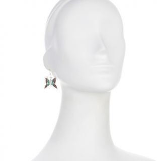 Jay King Turquoise and Coral Inlay Butterfly Sterling Silver Earrin